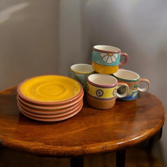 Vintage Modern Vega hand-painted espresso, teacup saucer made in Ecuador. - Picture 5 of 9